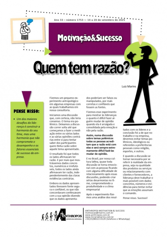 14 a 20 de setembro - Quem tem razão
