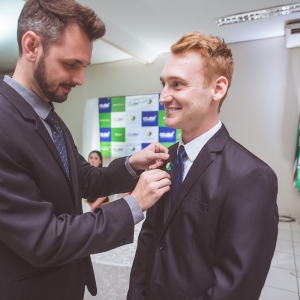 Registro do momento em que o presidente da gestão 2018/2019, Mairus Gruber, passou o comando do Cojem Marechal à Douglas Alexandre Schütze, que presidirá o conselho na gestão 2019/2020.