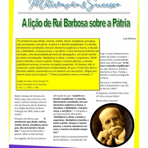 06 a 12 de setembro de 2026 - A lição de Rui Barbosa sobre a Pátria